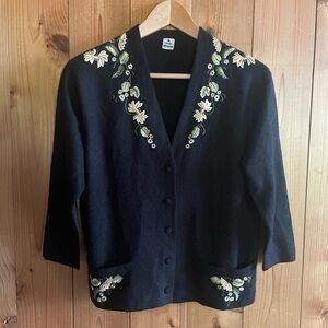 Vintage Luisa Spagnoli Lambswool Angora Embroidered Cardigan Sweater